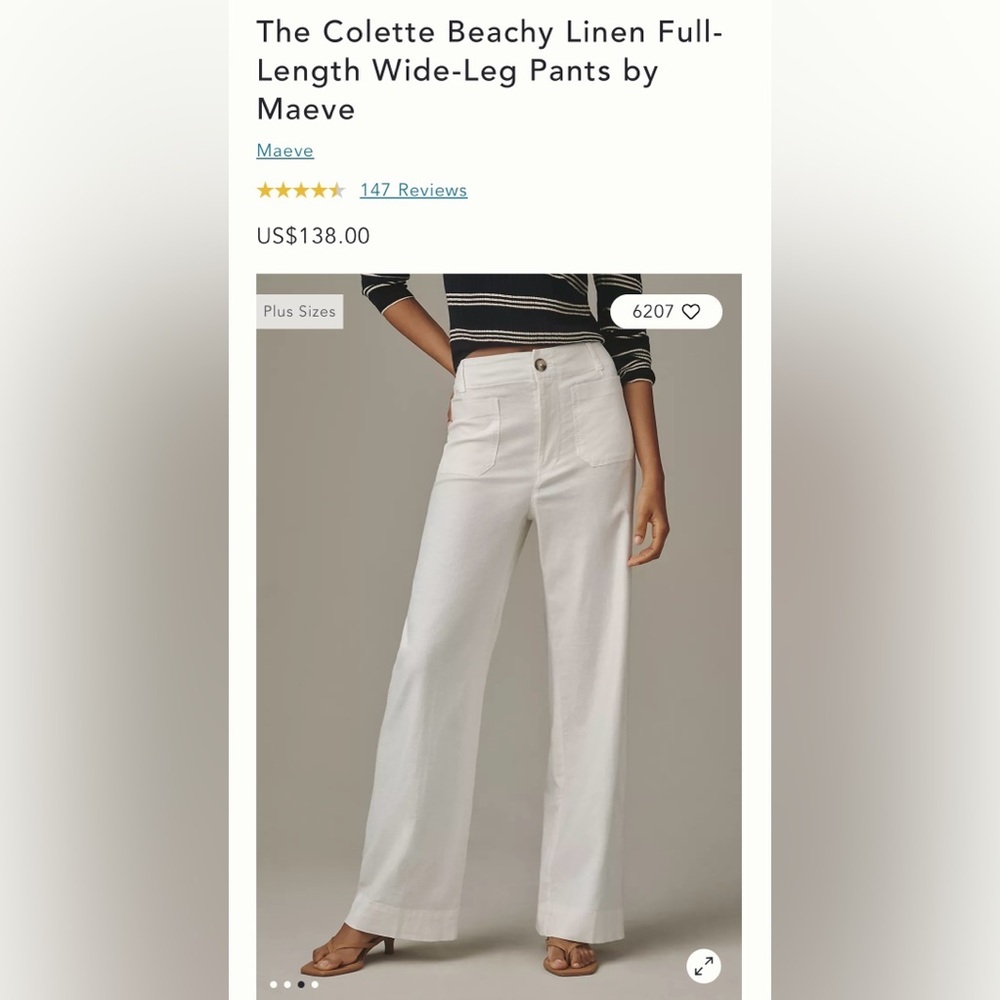 NWT Size 32 -The Colette Linen blend Full Length Wide Leg Pants (NWT US$ 148) - Picture 16 of 16